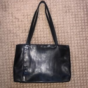 Perlina Buttery Soft Black  Leather Messenger Work Tote - Excellent